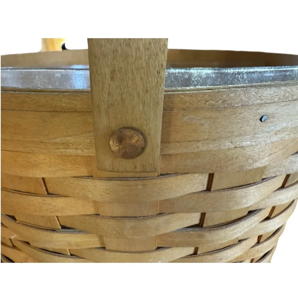 Longaberger 1998  Basket Large Round‎ Basket  Signed 12x10  Liner Grandma Core